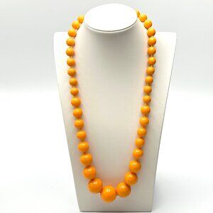 Vintage Rockabilly – Orange Lucite Graduated Bead Necklace 25.5" — MCM 1950s—GUC